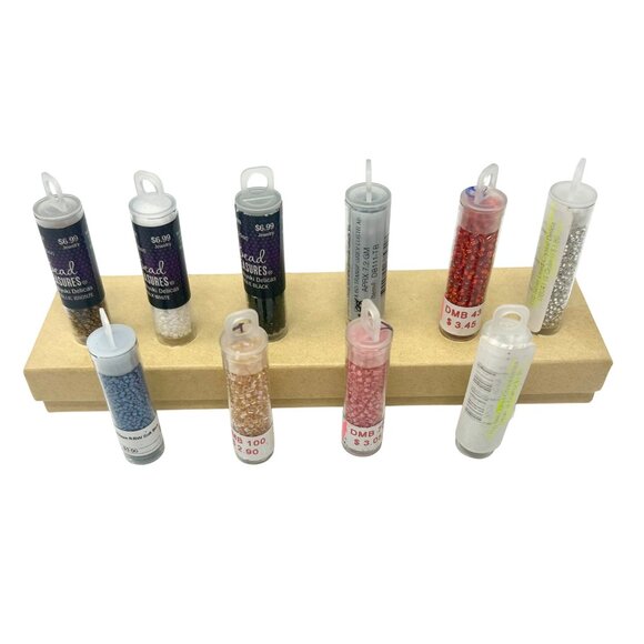 Ten Assorted Bead Tubes  - Miyuki, Delicas, DMB,  & Bead Treasures,  Brands - NE - Picture 1 of 6